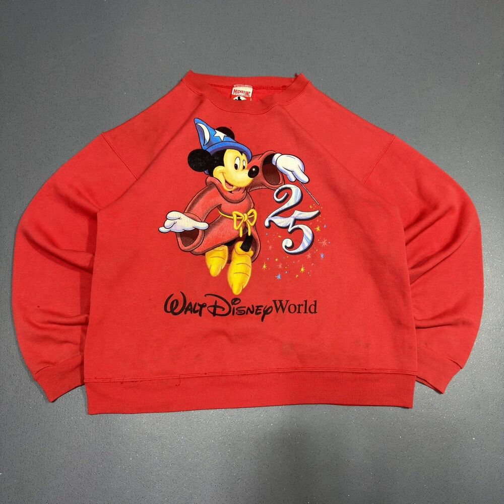 Vintage 90s Walt Disney World 25th Anniversary Sorcerer Mickey Sweatshirt Medium